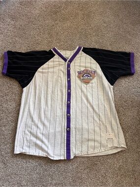 VTG Colorado Rockies 100% Cotton Button Down Baseball Jersey. EUC. XXL. MLB